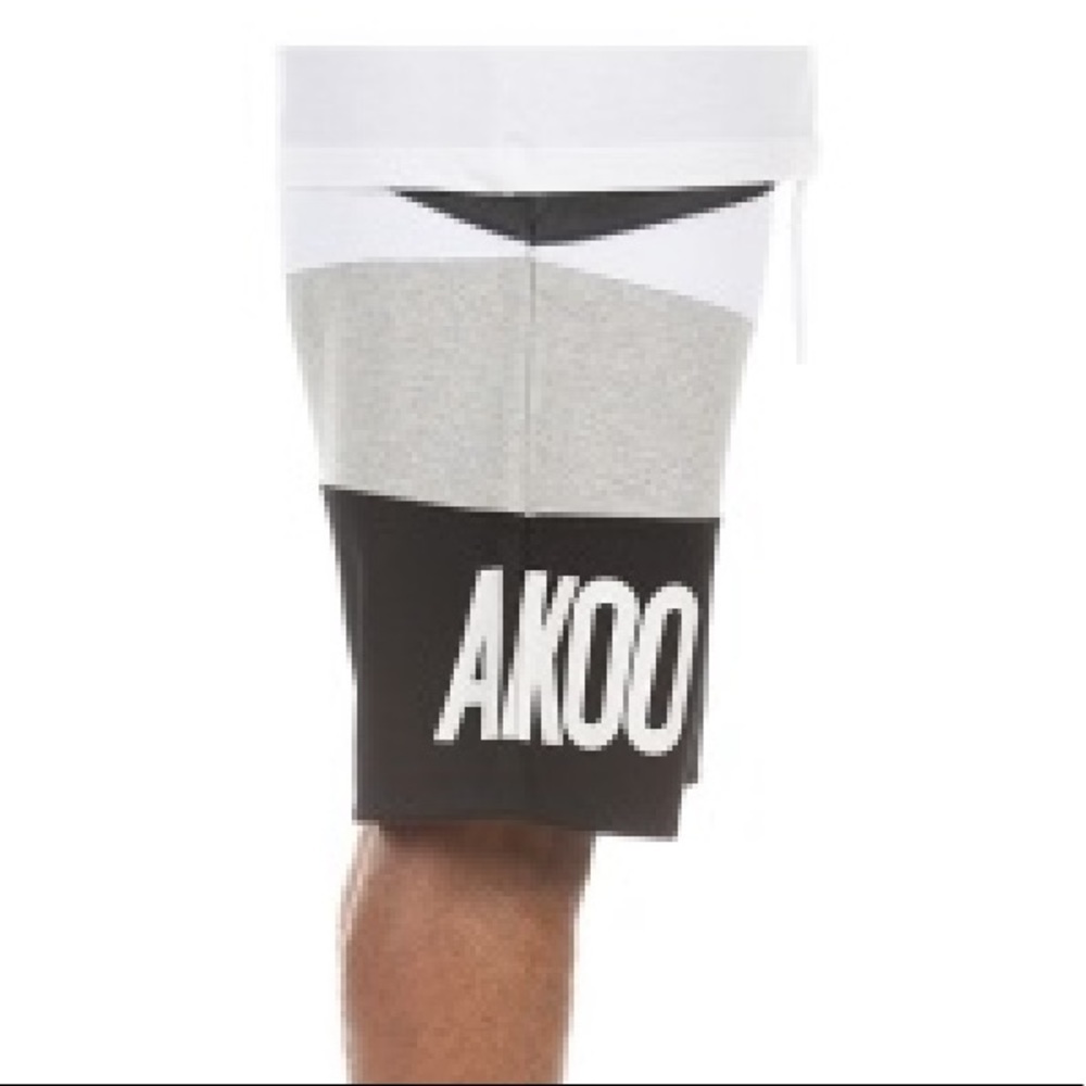Akoo Black Gray Mens Colorblock Shorts - Picture 2 of 2